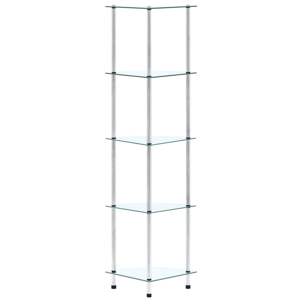 Scaffale A 5 Livelli 30X30X130 Cm In Vetro Temperato