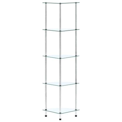 Scaffale A 5 Livelli 30X30X130 Cm In Vetro Temperato