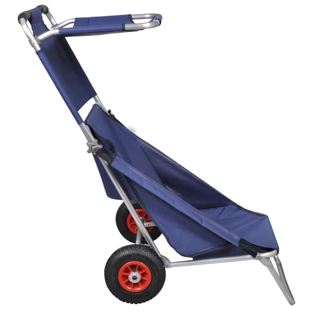 Carrello Per La Spiaggia Con Ruote Portatile Pieghevole Blu