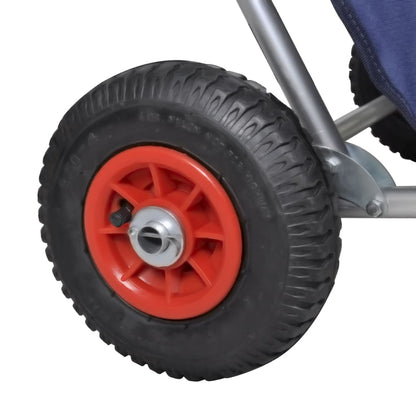 Carrello Per La Spiaggia Con Ruote Portatile Pieghevole Blu
