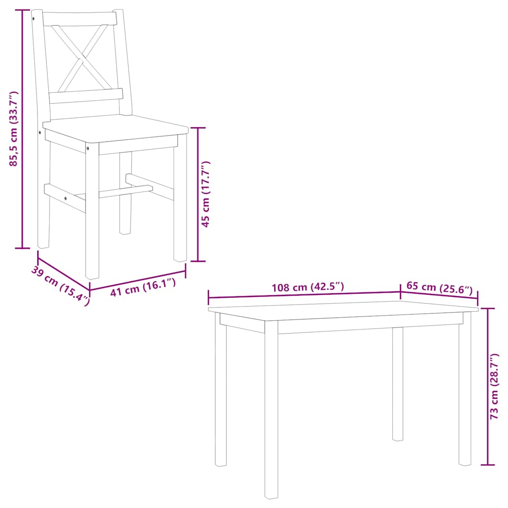 Set Da Pranzo 5 Pz E Bianco