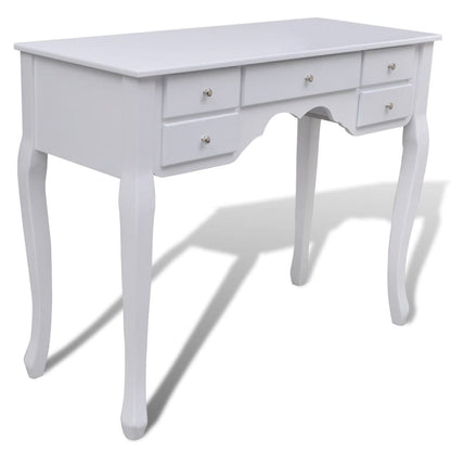 Tavolo Da Trucco Con Specchio E Sgabello 7 Cassetti Bianco