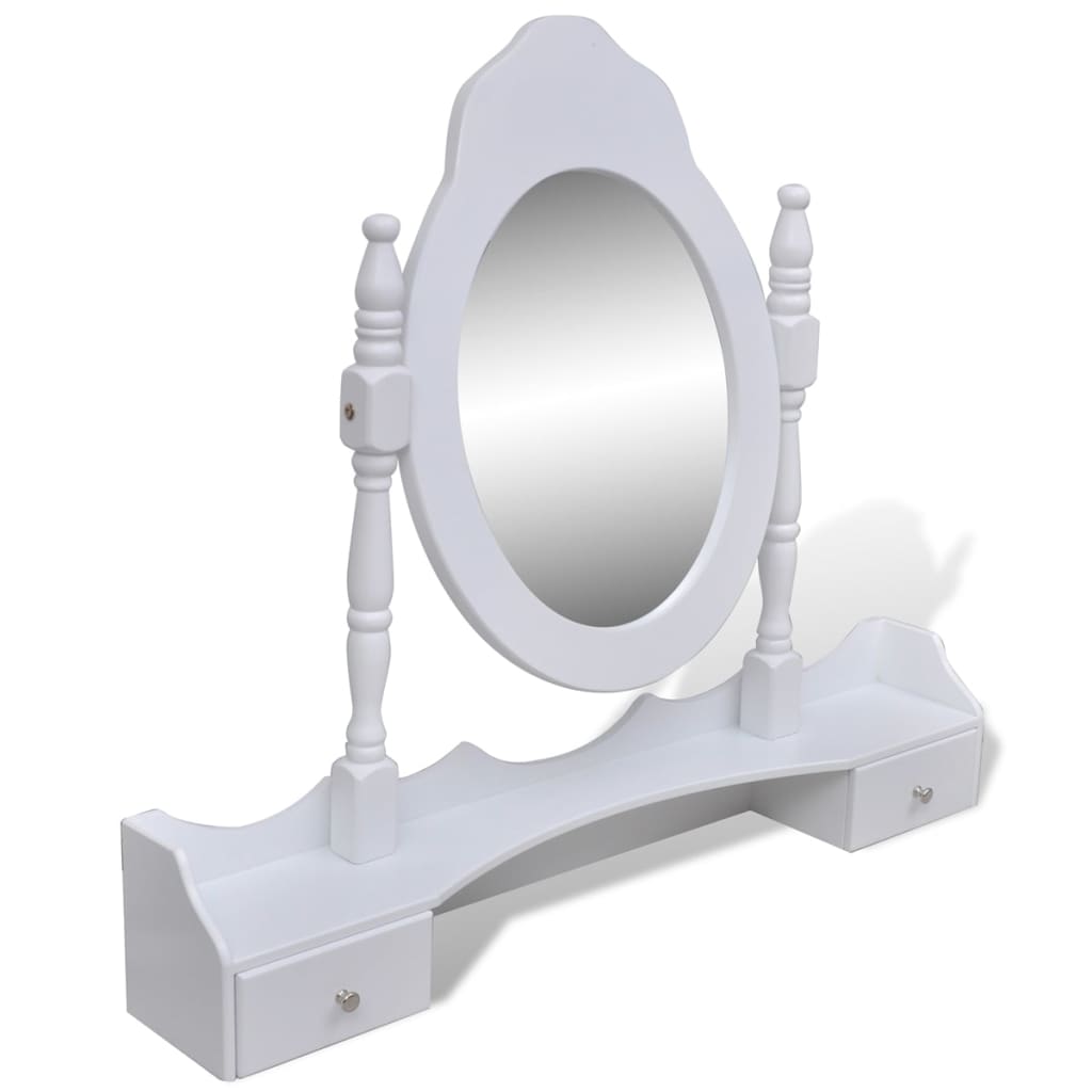 Tavolo Da Trucco Con Specchio E Sgabello 7 Cassetti Bianco