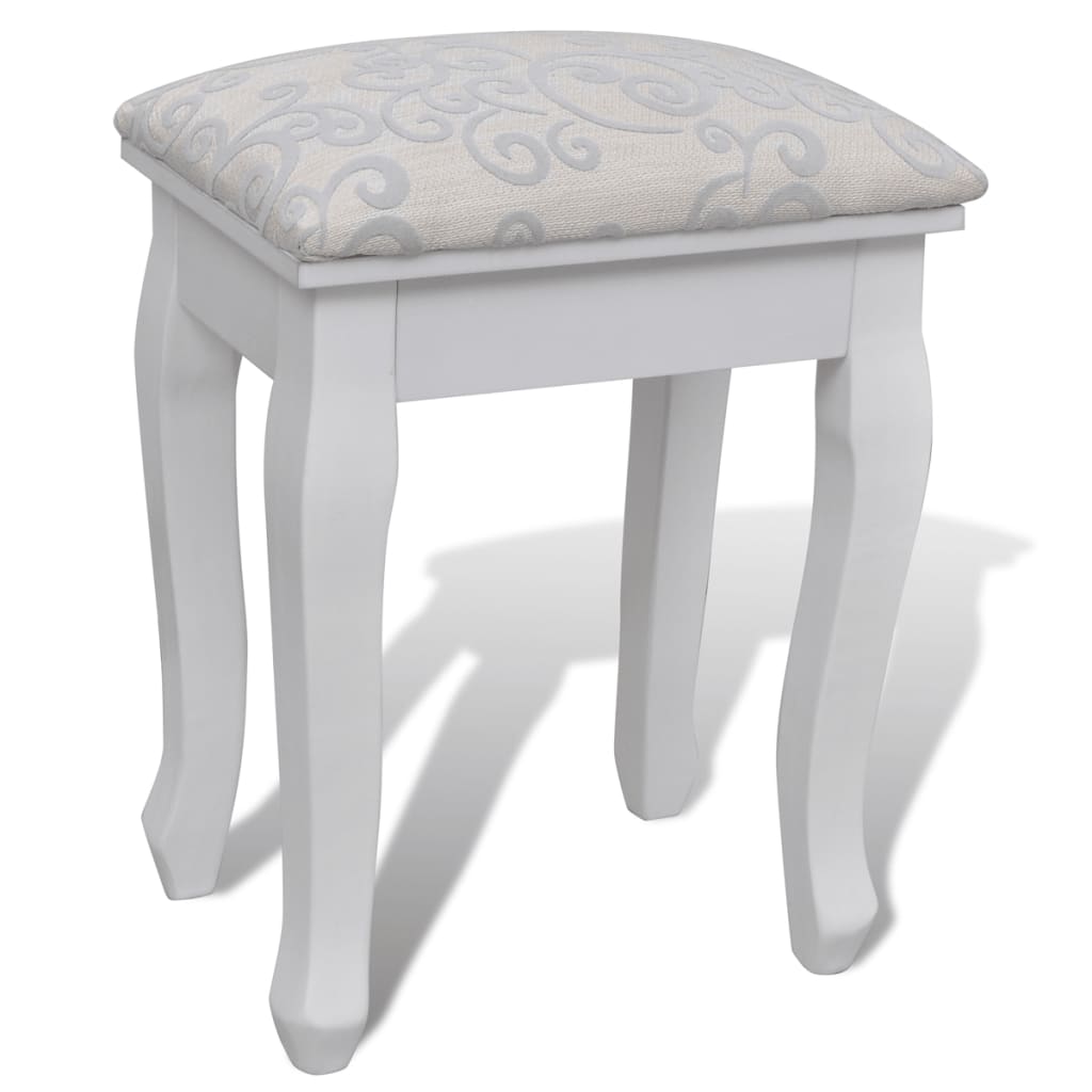 Tavolo Da Trucco Con Specchio E Sgabello 7 Cassetti Bianco