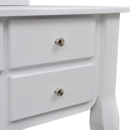 Tavolo Da Trucco Con Specchio E Sgabello 7 Cassetti Bianco