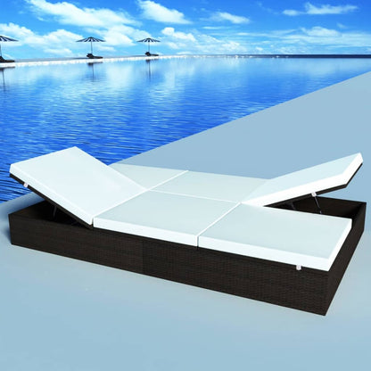 Lettino Prendisole Con Cuscino In Polyrattan Nero