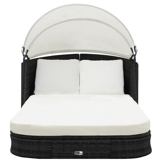Lettino Prendisole Con Baldacchino In Polyrattan