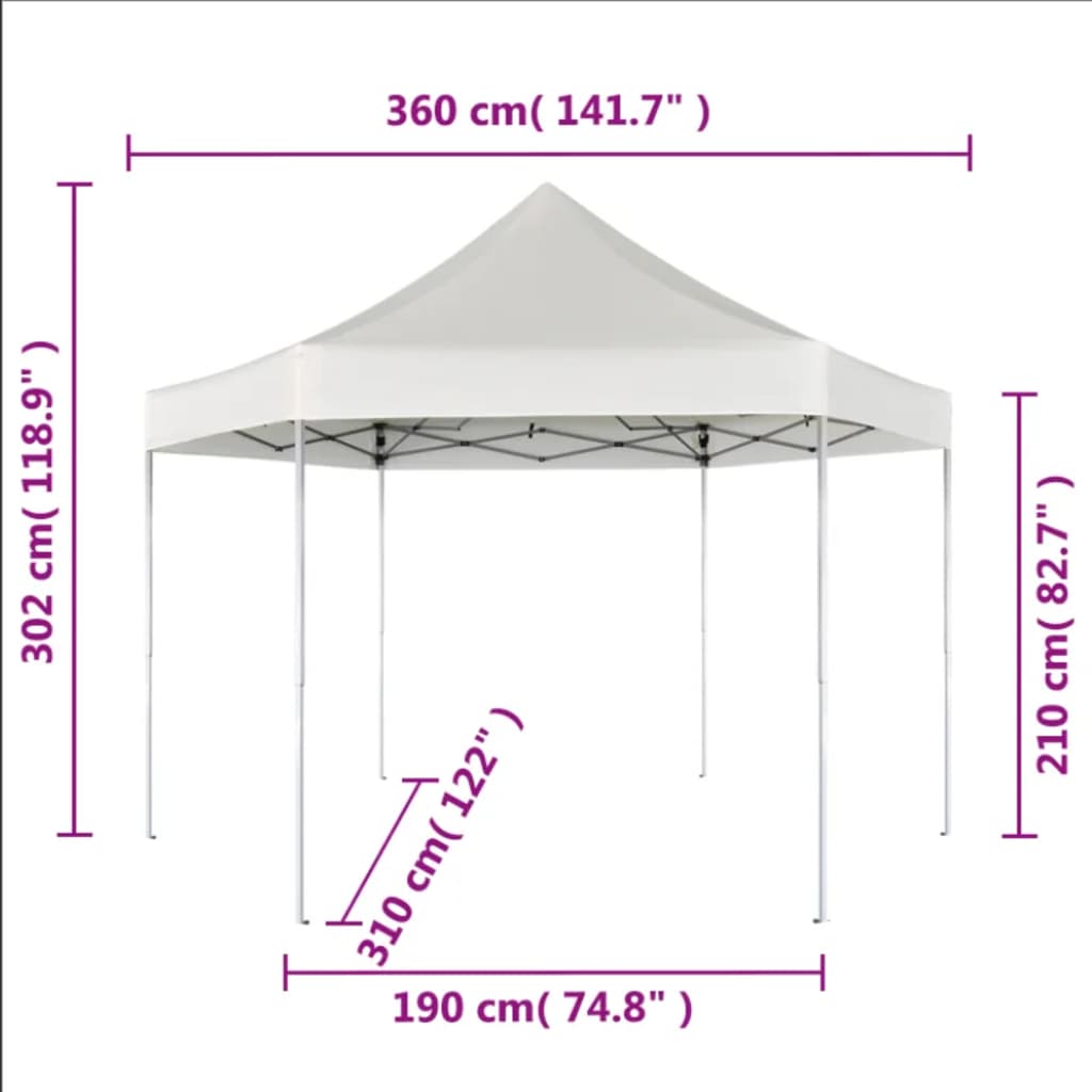 Gazebo Pieghevole Esagonale Pop-Up 3,6X3,1 M