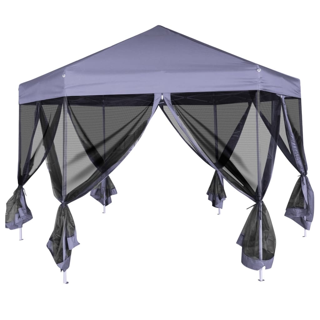 Gazebo Esagonale Pop-Up Con 6 Pareti 3,6X3,1 M