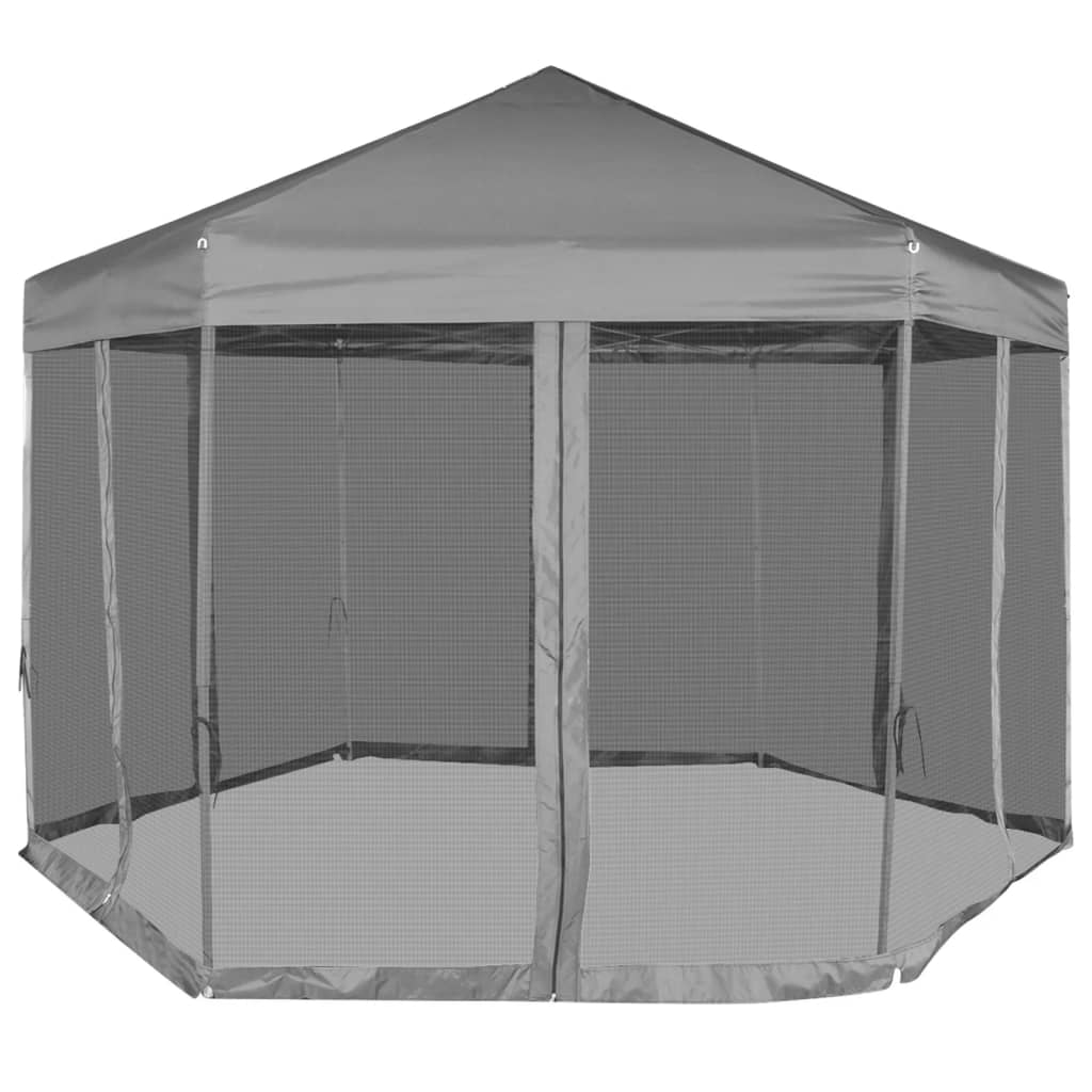 Gazebo Esagonale Pop-Up Con 6 Pareti 3,6X3,1 M
