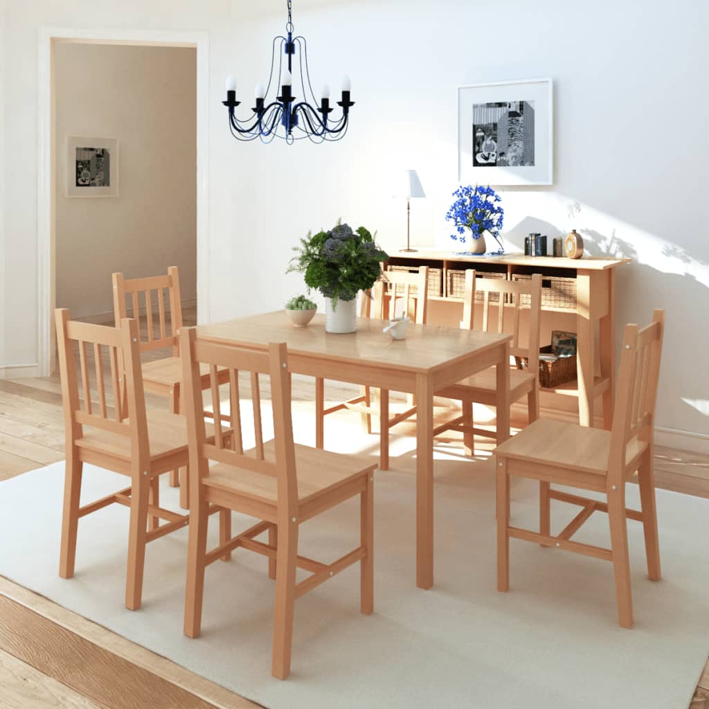 Set Da Pranzo 7 Pz In Legno Di Pino