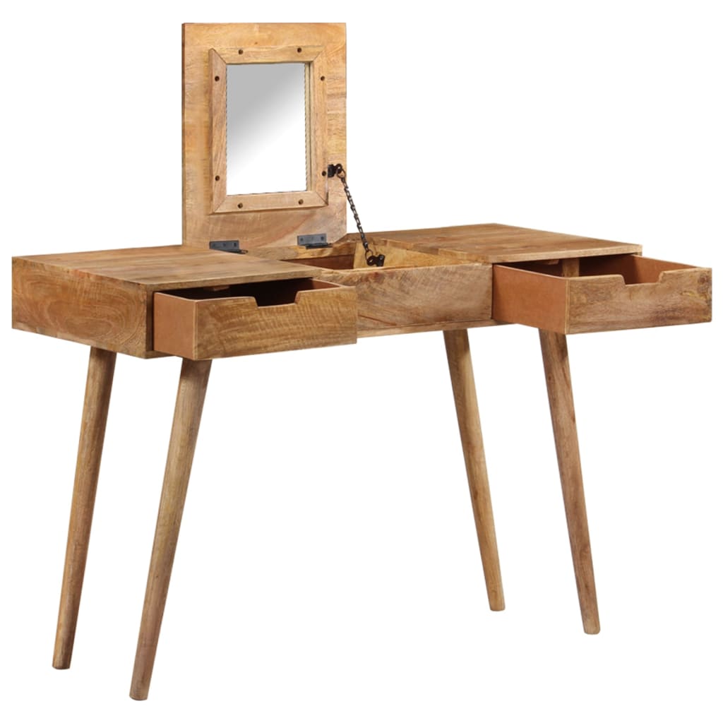 Tavolo Da Trucco Con Specchio 112X45X76 Cm Massello Di Recupero