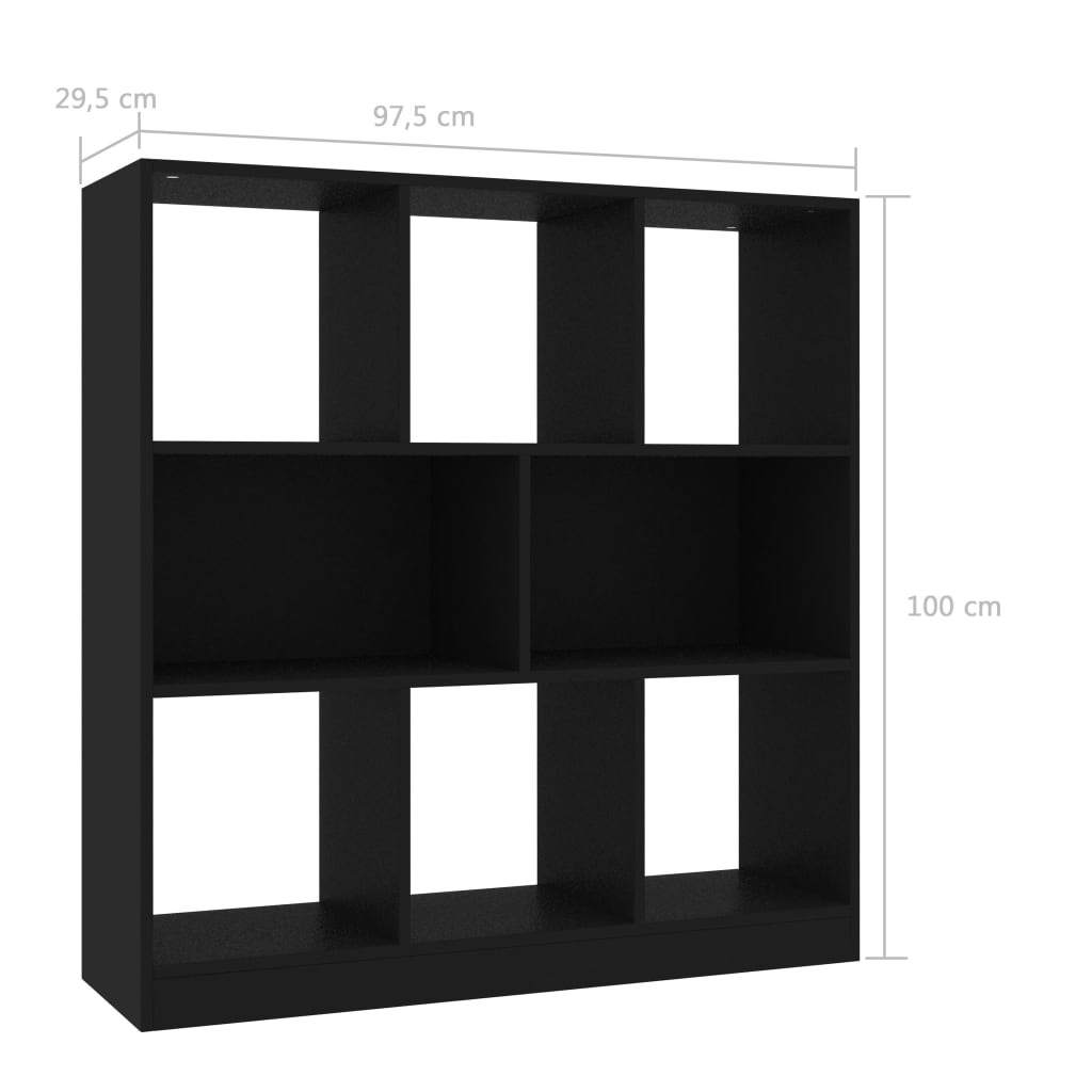 Libreria Nera 97,5X29,5X100 Cm In Legno Multistrato