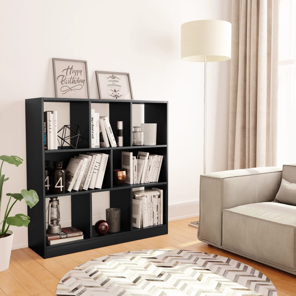 Libreria Nera 97,5X29,5X100 Cm In Legno Multistrato