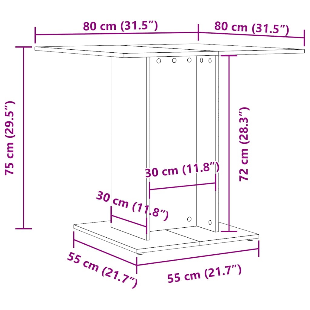 Tavolo Da Pranzo 80X80X75 Cm In Legno Multistrato