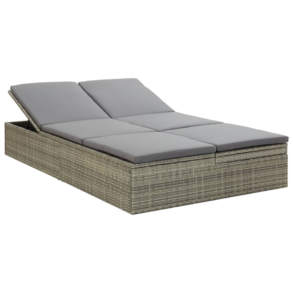 Lettino Prendisole Trasformabile Con Cuscino Polyrattan