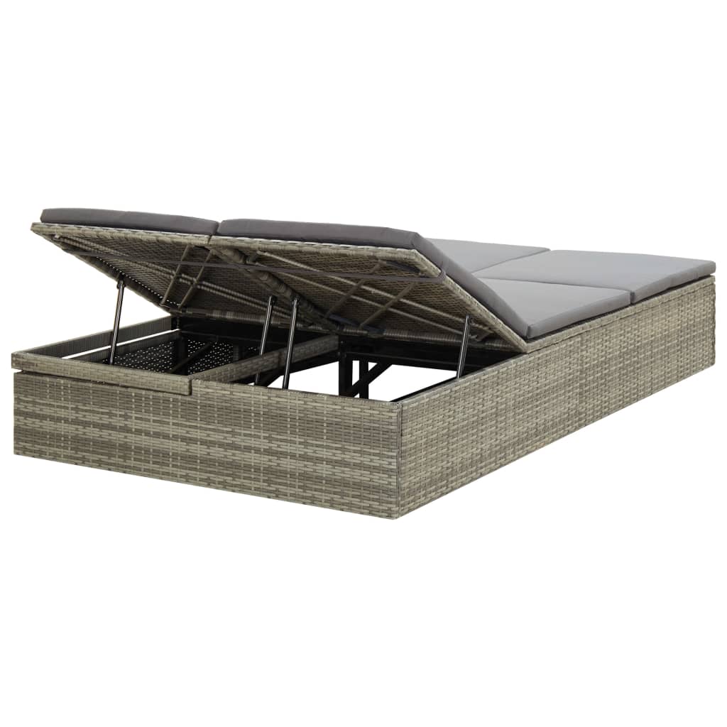 Lettino Prendisole Trasformabile Con Cuscino Polyrattan