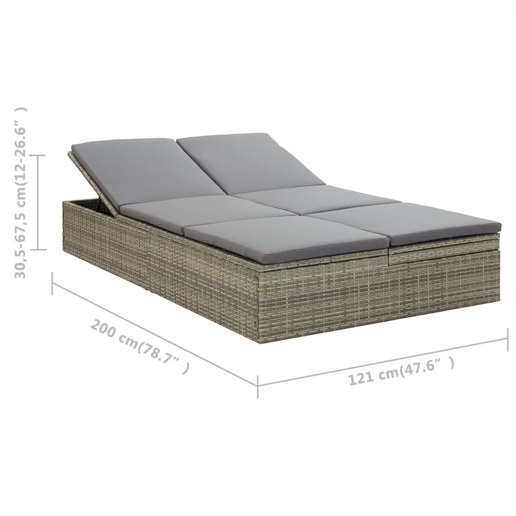 Lettino Prendisole Trasformabile Con Cuscino Polyrattan