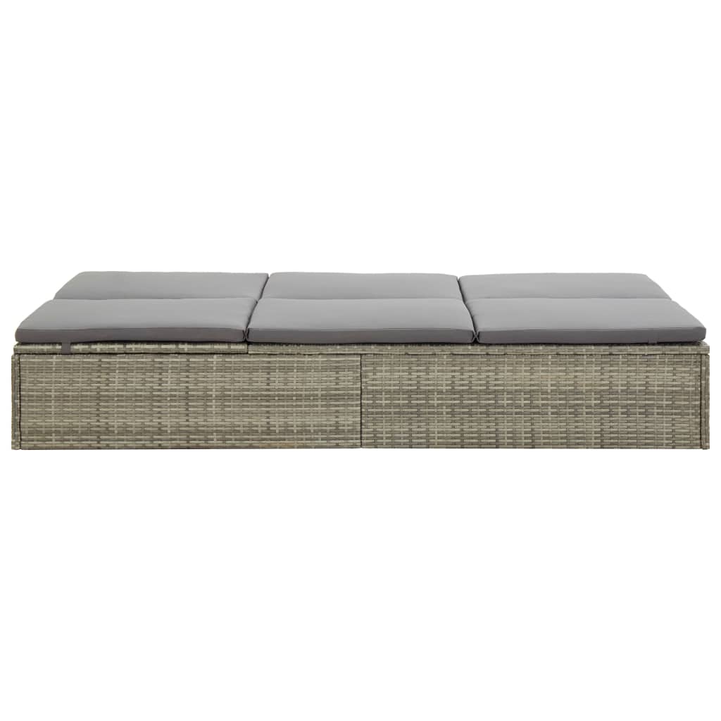 Lettino Prendisole Trasformabile Con Cuscino Polyrattan