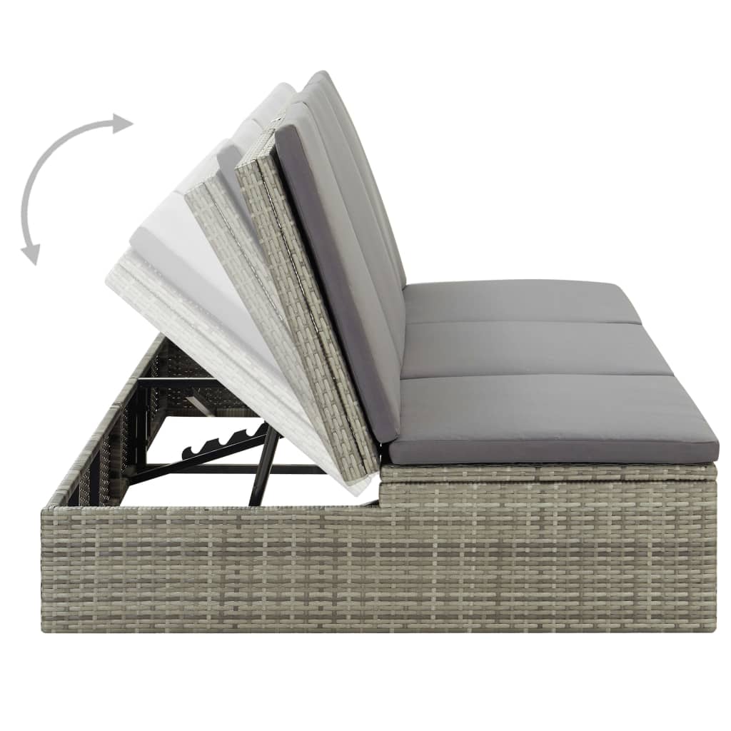 Lettino Prendisole Trasformabile Con Cuscino Polyrattan