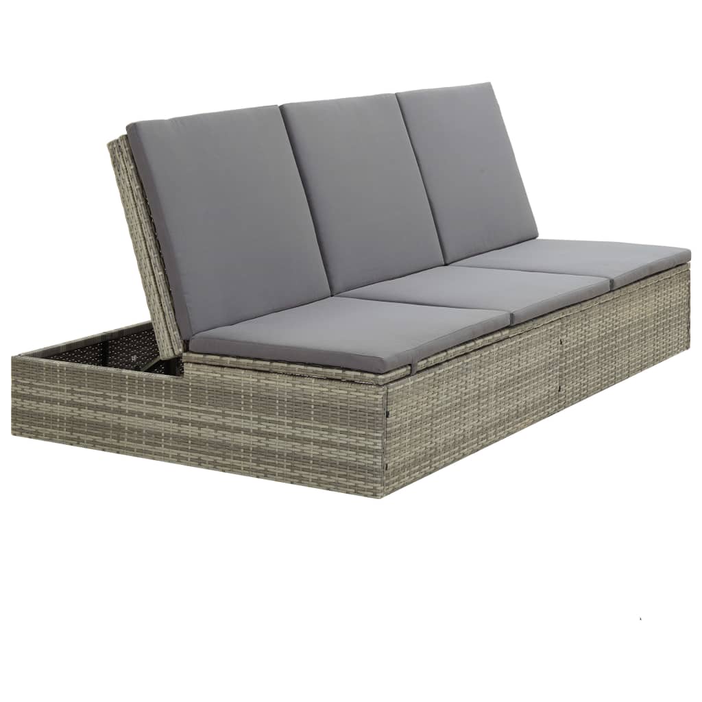 Lettino Prendisole Trasformabile Con Cuscino Polyrattan
