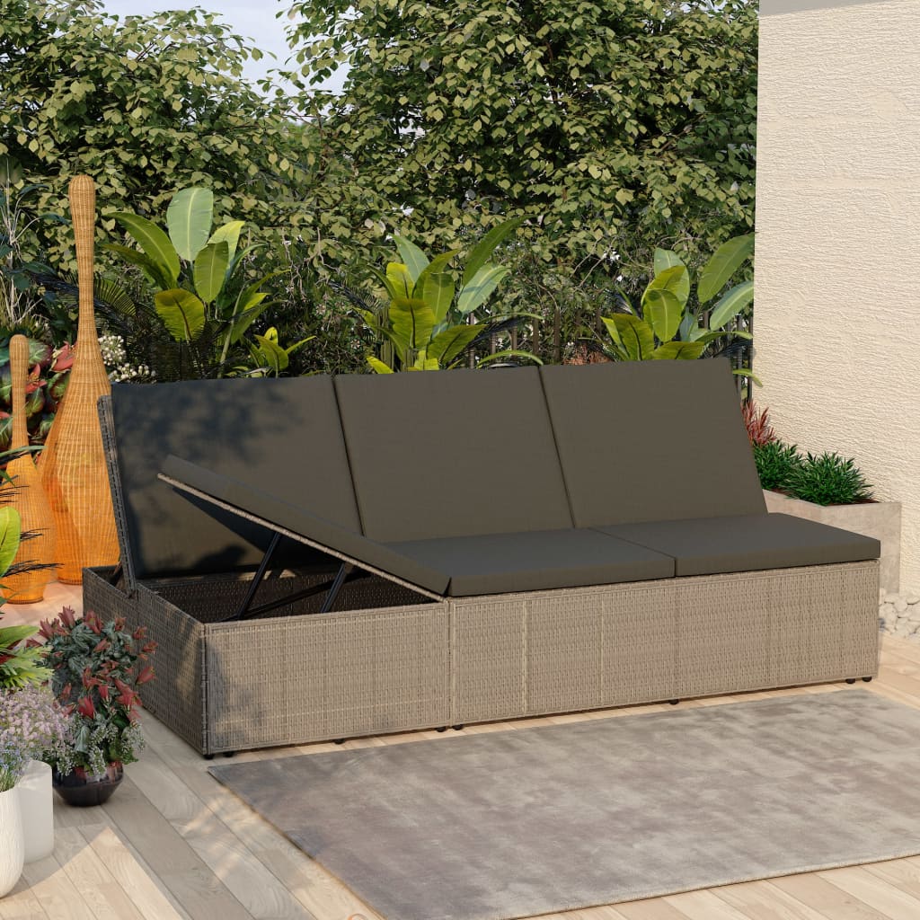Lettino Prendisole Trasformabile Con Cuscino Polyrattan