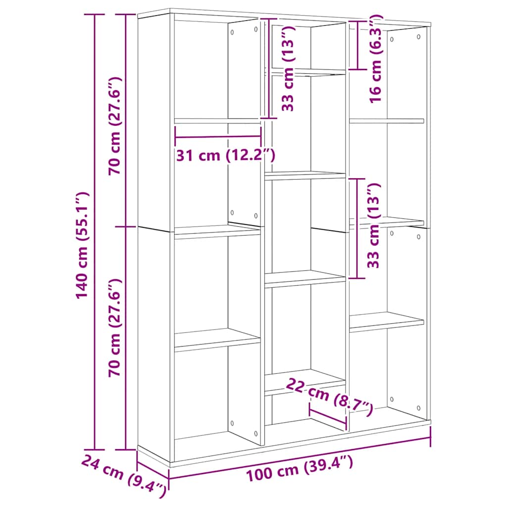 Libreria/Divisorio 100X24X140 Cm In Legno Multistrato