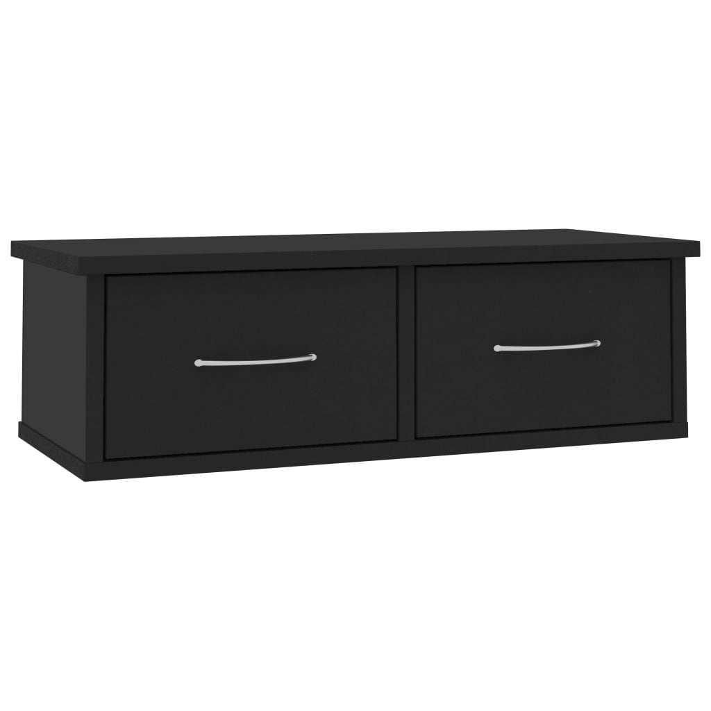 Scaffale Con Cassetti A Parete 60X26X18,5 Cm Multistrato Nero