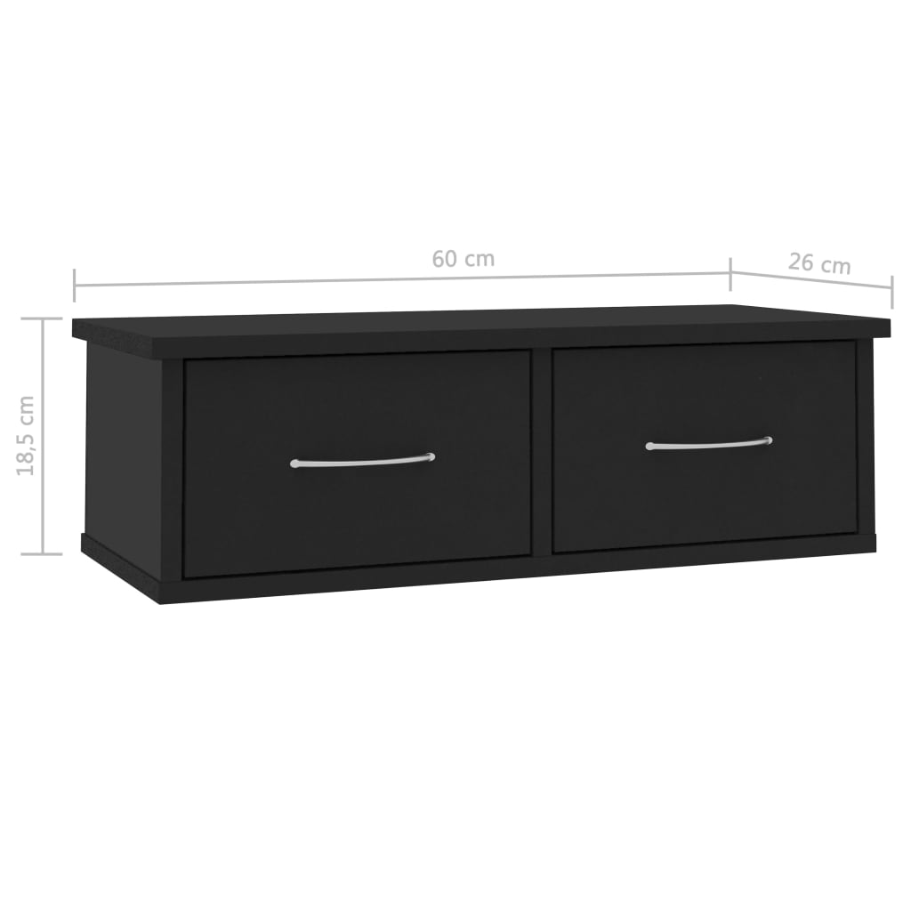 Scaffale Con Cassetti A Parete 60X26X18,5 Cm Multistrato Nero