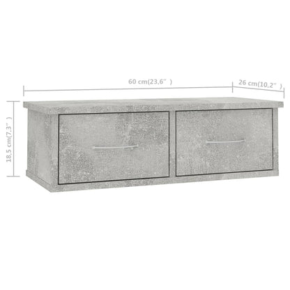 Scaffale Cassetti Parete 60X26X18,5 Multistrato Grigio Cemento