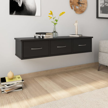 Scaffale Con Cassetti A Parete 60X26X18,5 Cm Multistrato Nero