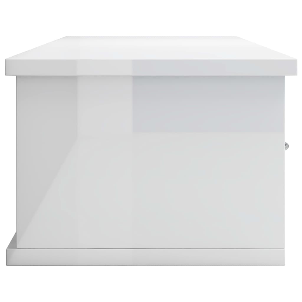 Scaffale Cassetti Parete 88X26X18,5Cm Multistrato Bianco Lucido