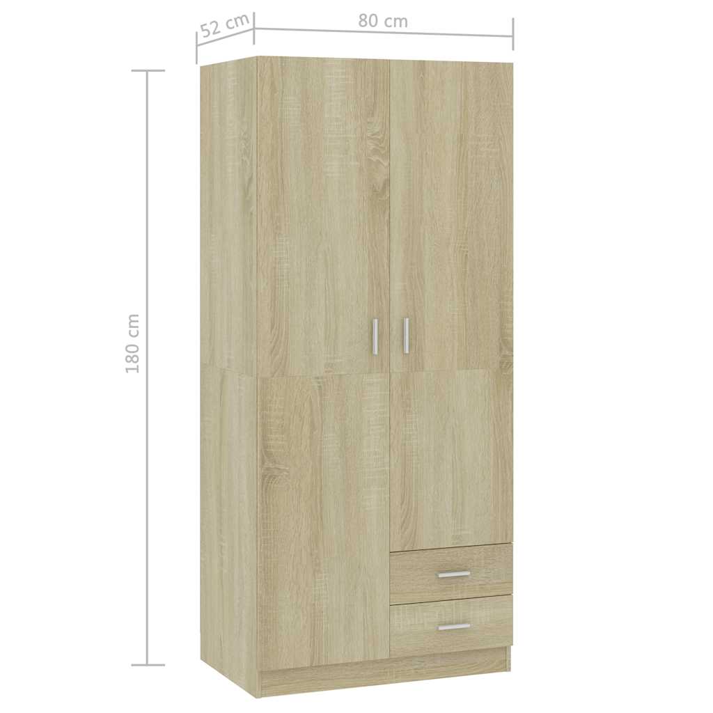 Armadio 80X52X180 Cm In Legno Multistrato