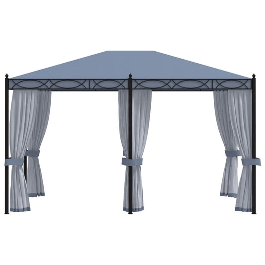 Gazebo Con Schermi A Rete 3X4 Cm Antracite In Acciaio