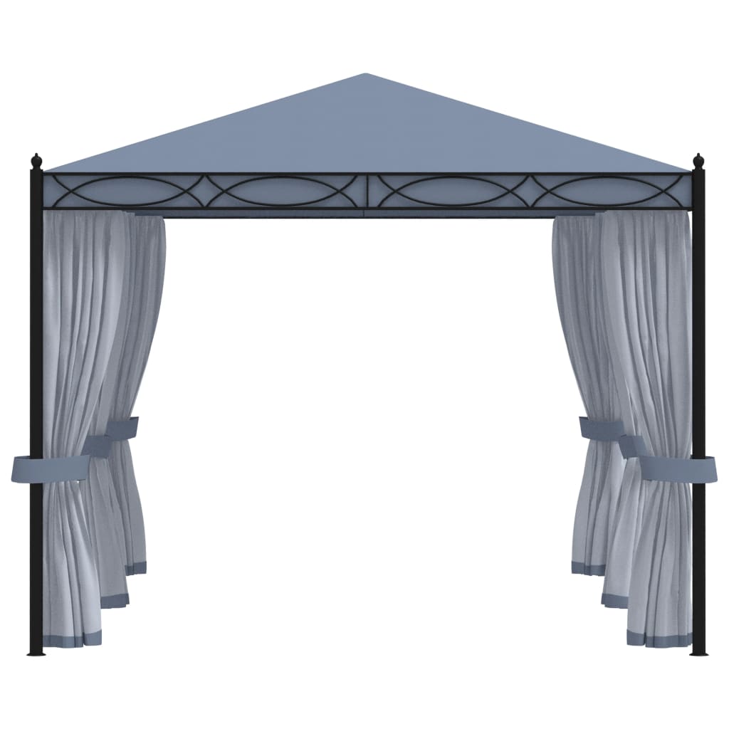 Gazebo Con Schermi A Rete 3X4 Cm Antracite In Acciaio