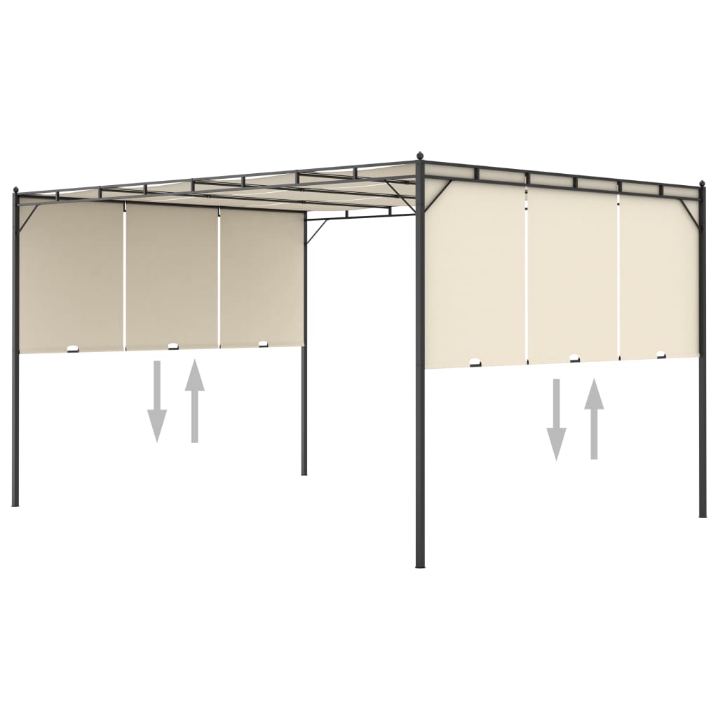Gazebo Da Giardino Con Tenda Laterale 4X3X2,25 M