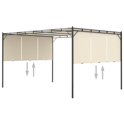 Gazebo Da Giardino Con Tenda Laterale 4X3X2,25 M