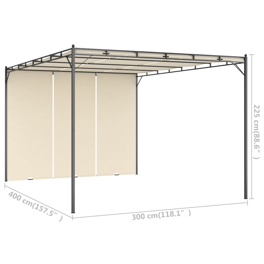 Gazebo Da Giardino Con Tenda Laterale 4X3X2,25 M