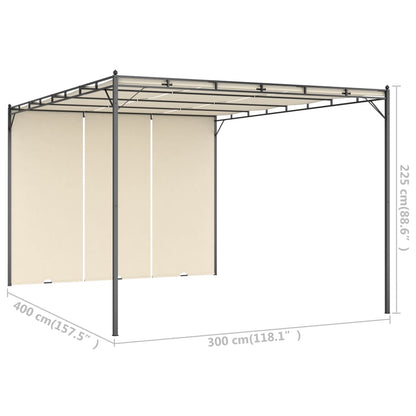 Gazebo Da Giardino Con Tenda Laterale 4X3X2,25 M
