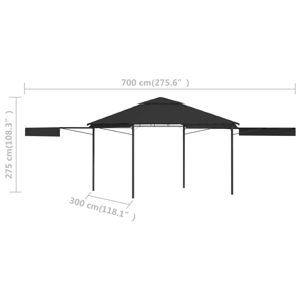 Gazebo Tetto Doppio Estendibile 3X3X2,75 M 180 G/M²