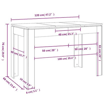 Tavolo Da Pranzo 120X60X76Cm In Legno Multistrato