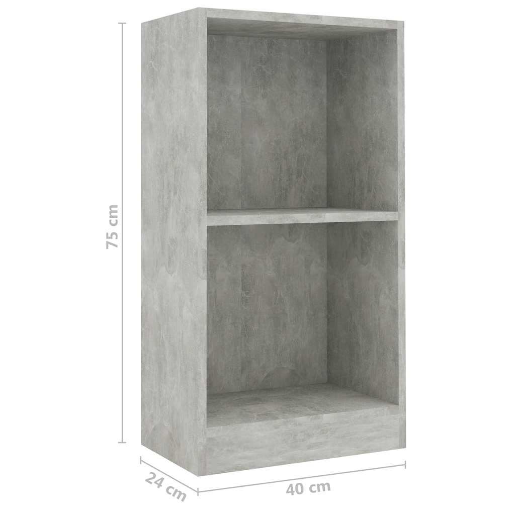 Libreria Grigio Cemento 40X24X75 Cm In Legno Multistrato