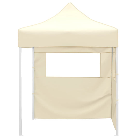 Gazebo Professionale Pieghevole Con 2 Pareti 2X2M Acciaio Crema
