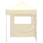 Gazebo Professionale Pieghevole Con 2 Pareti 2X2M Acciaio Crema