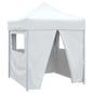 Gazebo Pieghevole Professionale 4 Pareti 2X2M Acciaio Bianco Bianco