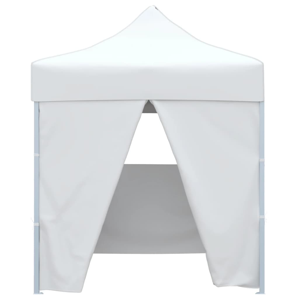 Gazebo Pieghevole Professionale 4 Pareti 2X2M Acciaio Bianco Bianco