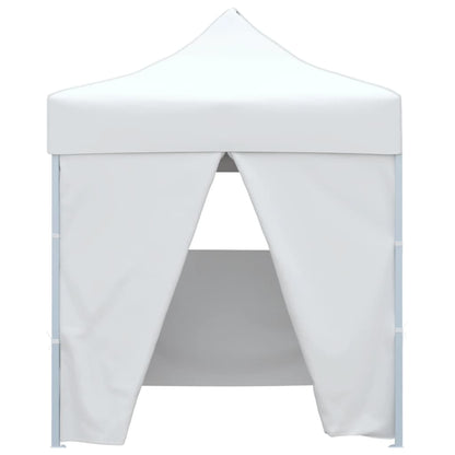 Gazebo Pieghevole Professionale 4 Pareti 2X2M Acciaio Bianco Bianco