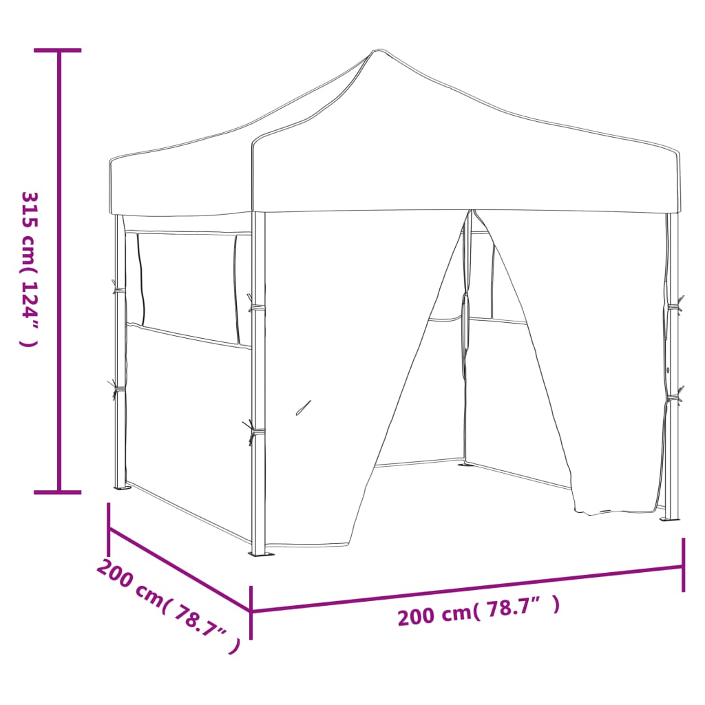 Gazebo Pieghevole Professionale 4 Pareti 2X2M Acciaio Bianco Bianco