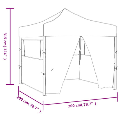 Gazebo Pieghevole Professionale 4 Pareti 2X2M Acciaio Bianco Bianco