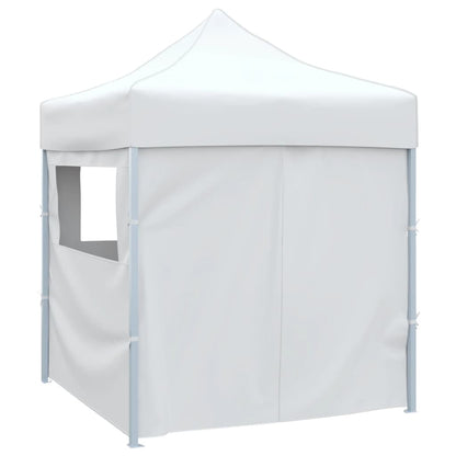 Gazebo Pieghevole Professionale 4 Pareti 2X2M Acciaio Bianco Bianco